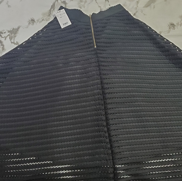 OVS A-Line Stripped Mesh Midi Skirt - Picture 2 of 6